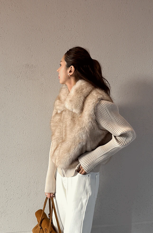 [11/28 ~ 순차발송] 비앙 니트 퍼 자켓