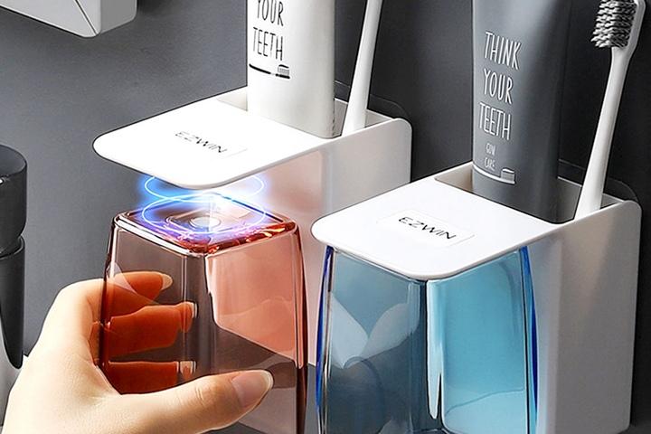 거꾸로 자석 양치컵 칫솔걸이 치약 걸이 꽂이 거치대