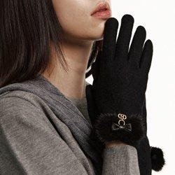 블랙 밍크퍼 울 스마트터치 가능 여성장갑 HIGV5F030BK