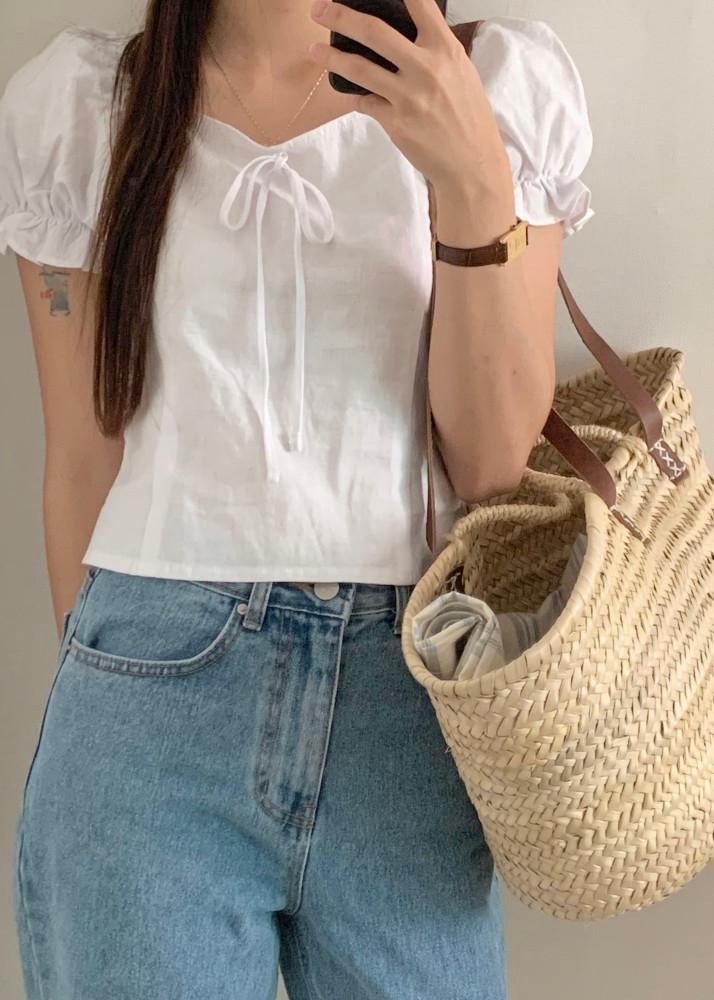 민 리본 린넨 블라우스 (Mean blouse)