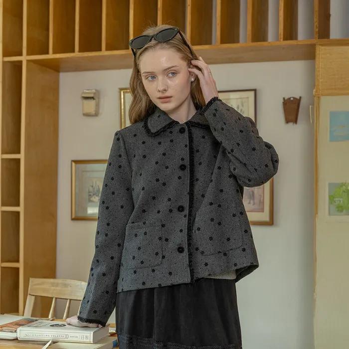 DD_Flower dots blazer coat_CHARCOAL