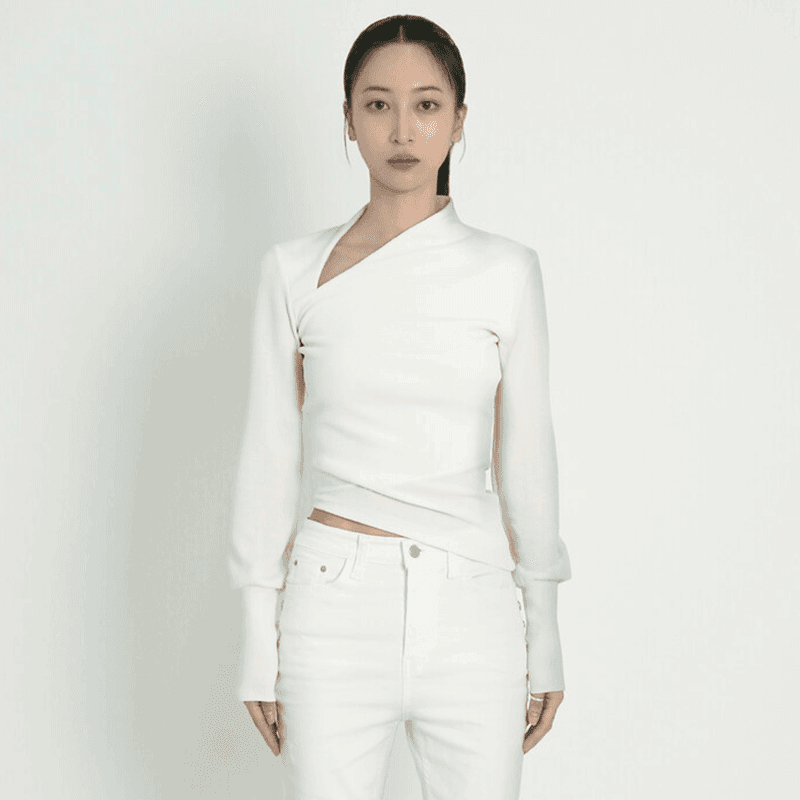 [BOBAE] UNBALANCE PUFF SLEEVES TOP_WHITE