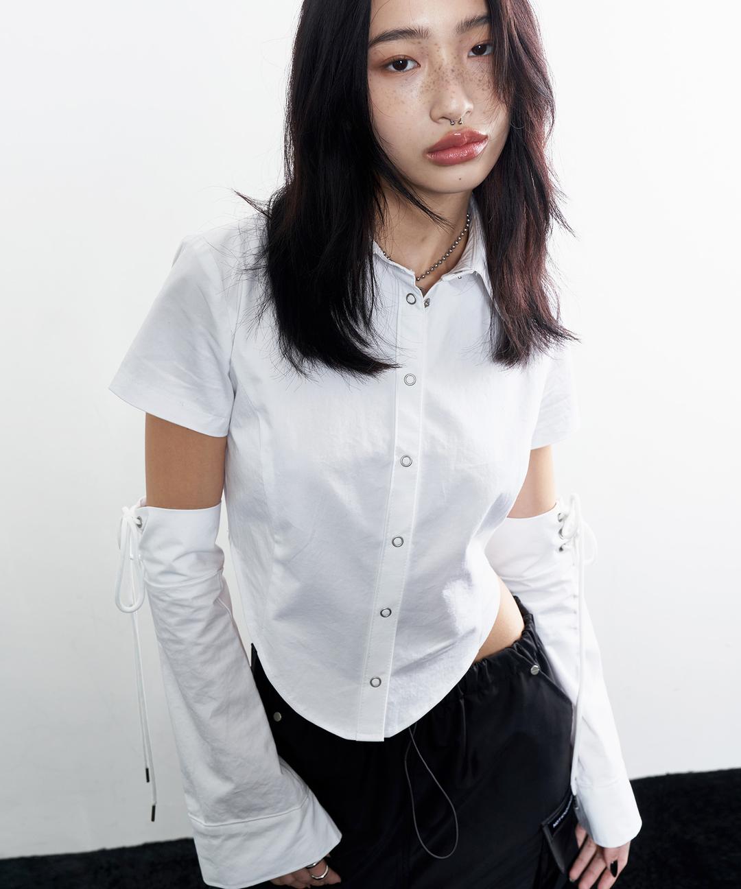 Eyelet armwarmer set Shirts (White)