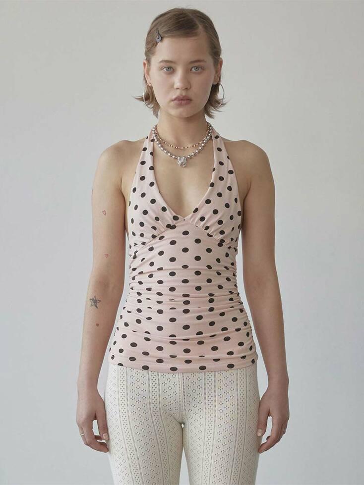 Dot Halter Top Pink