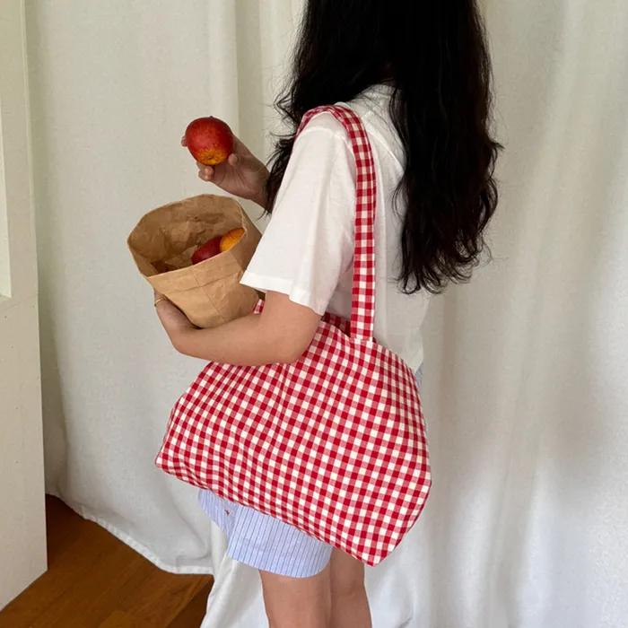 Daily gingham check eco bag [red] / 데일리 깅엄체크 에코백 [레드]