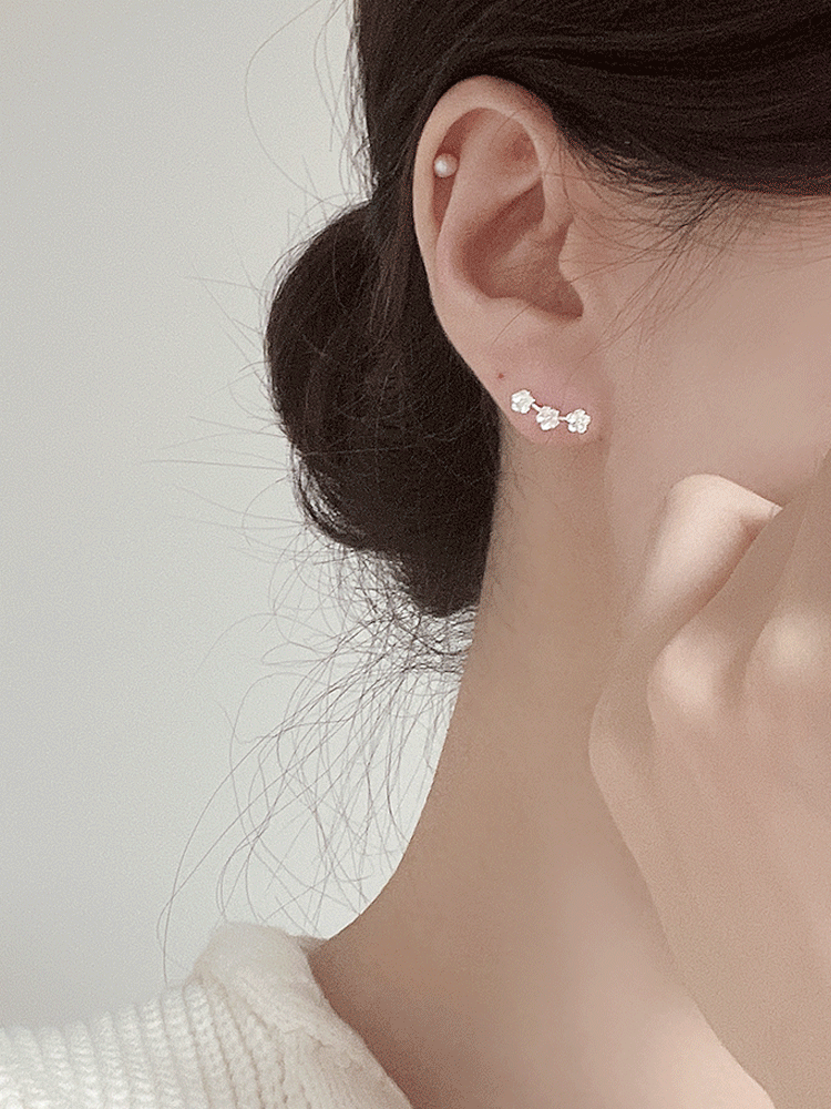 925 silver triple flower earring