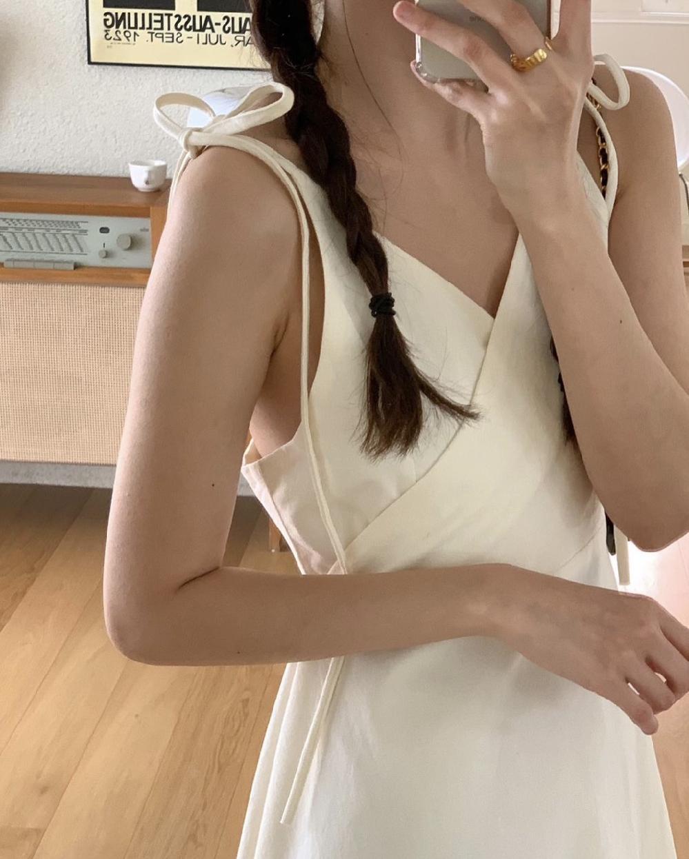 헤이니꼬 끈나시 리본 롱원피스 휴양지룩 데이트룩