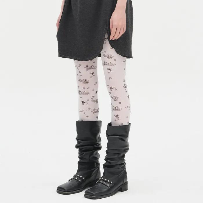 [2차] Scattered Print Tights [White]
