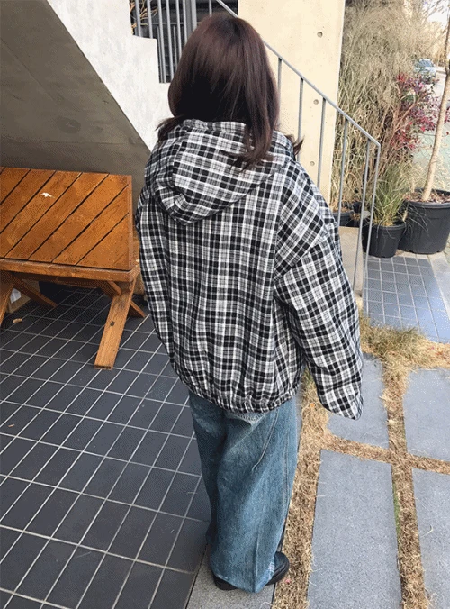 [양털] 제로 체크 기모 집업자켓