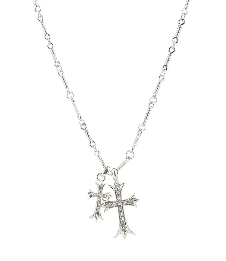 Chrome Cross Hip Cubic Chain Necklace