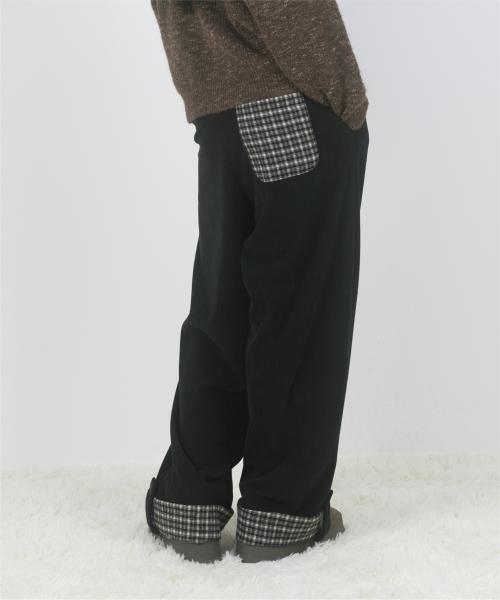 체크 포인트 코듀로이 기모 팬츠