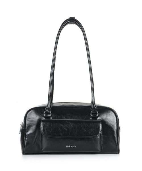 NICOLE POCKET LEATHER BAGUETTE BAG_BLACK
