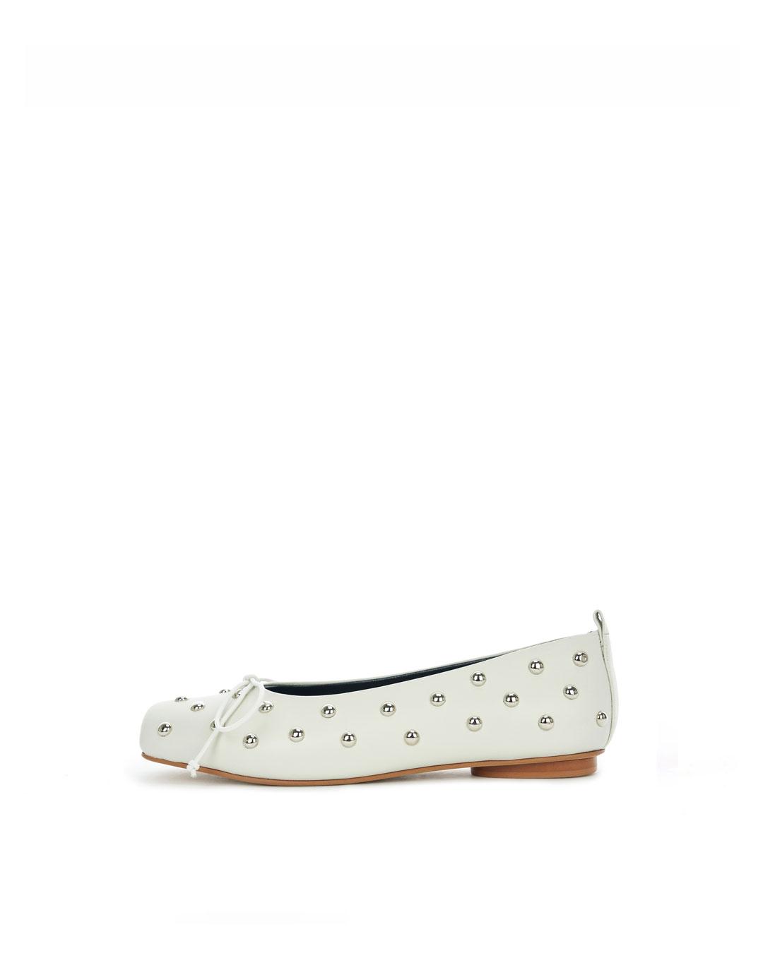 SIA Stud Ballerina Flats - WHITE