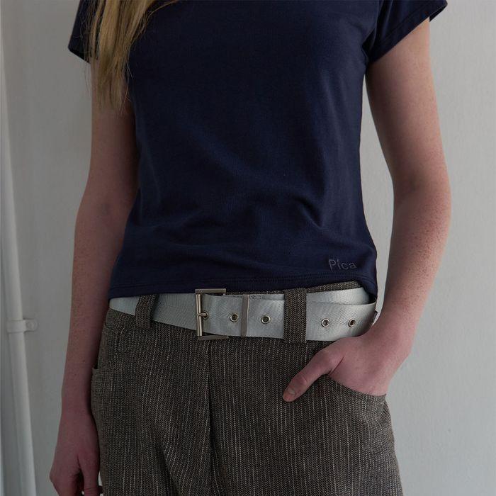 [4/30(수) 예약배송] GLOSSY WEBBING BELT (silver)