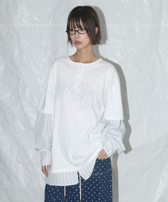 BABY GIRL STRIPE LAYERED TEE (WHITE) F25QB085
