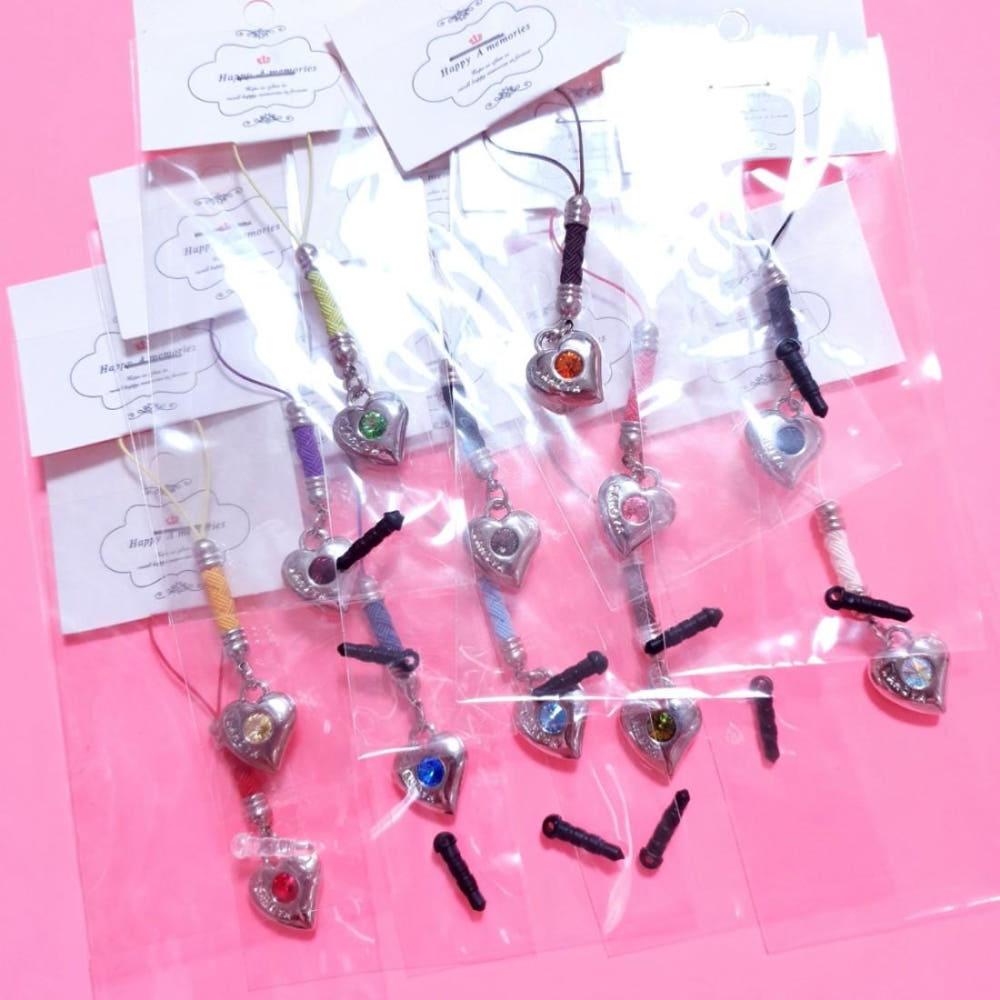 [고전문구/완구] 스와로브스키 탄생석 하트 키링 스트랩 열쇠고리 핸드폰줄 키홀더