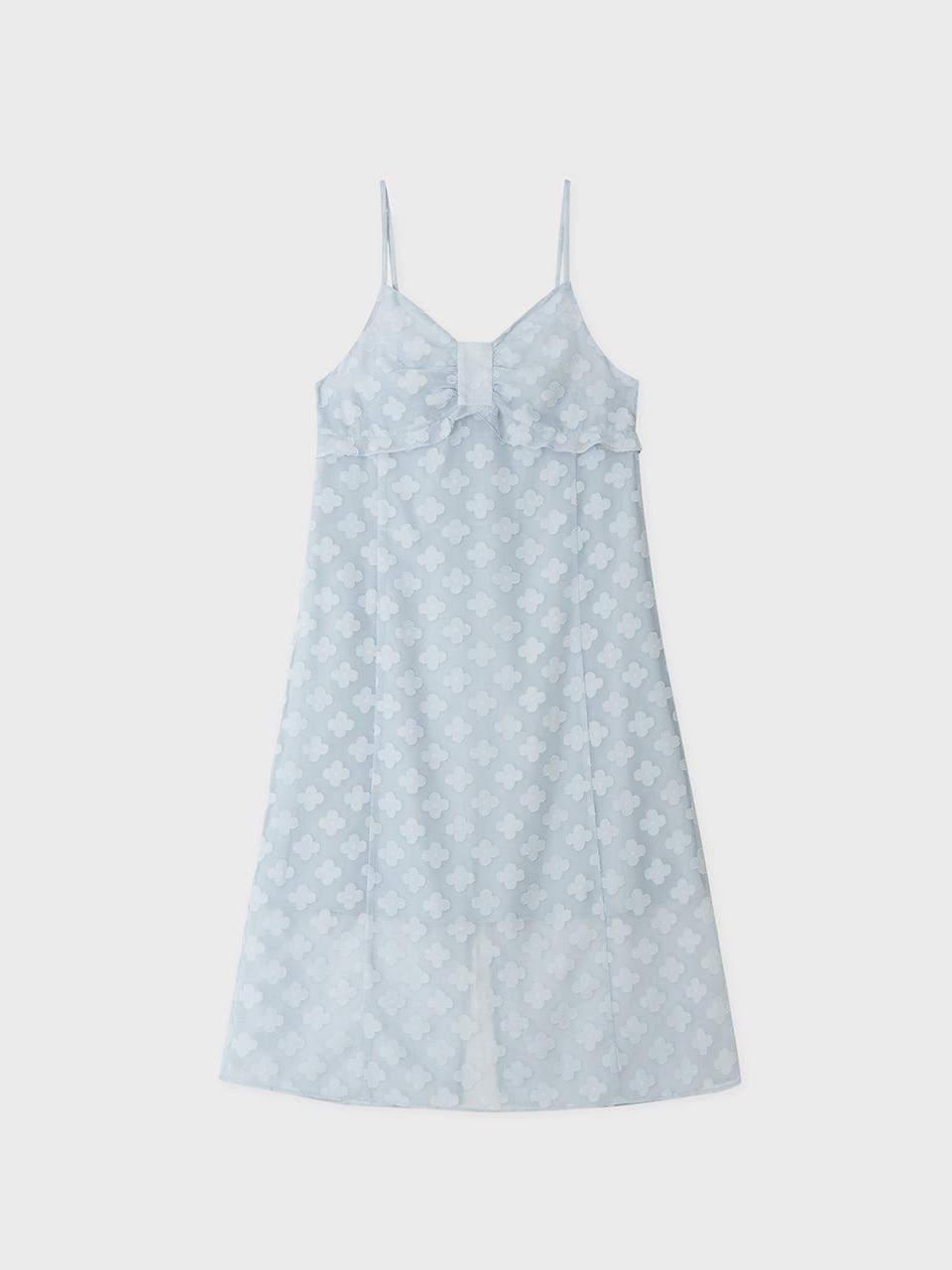 플라워패턴 리본 셔링 드레스