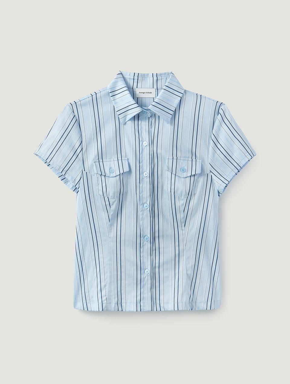 Striped Pocket Line Shirt_Sky Blue