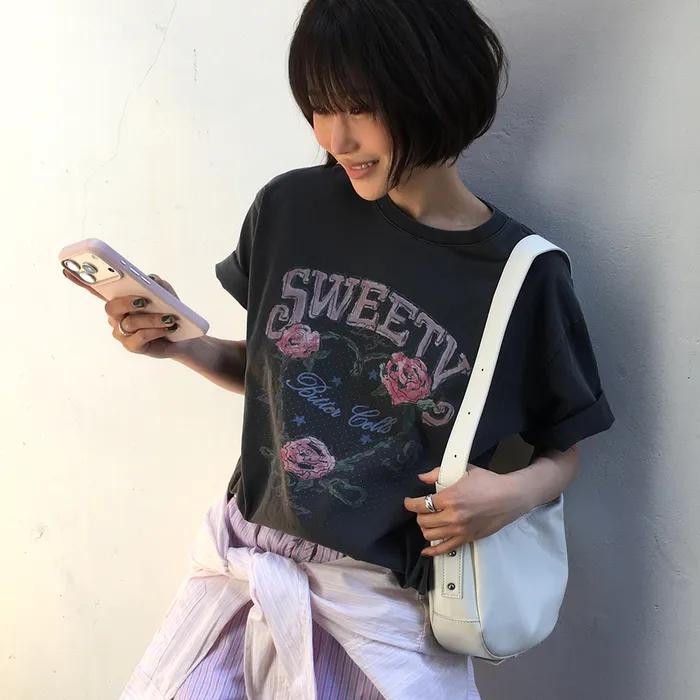 [단독][쁨이 PICK]Rose Petal Tee-Pigment Charcoal