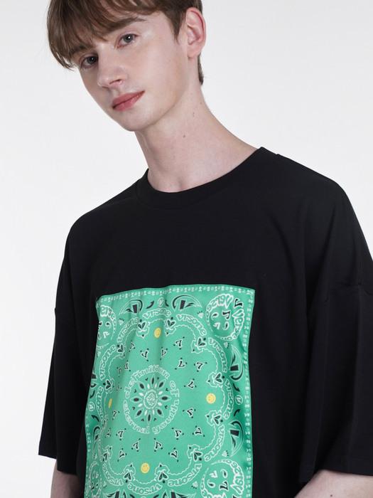 PAISLEY LOGO BANDANA T-SHIRTS BLACK/GREEN