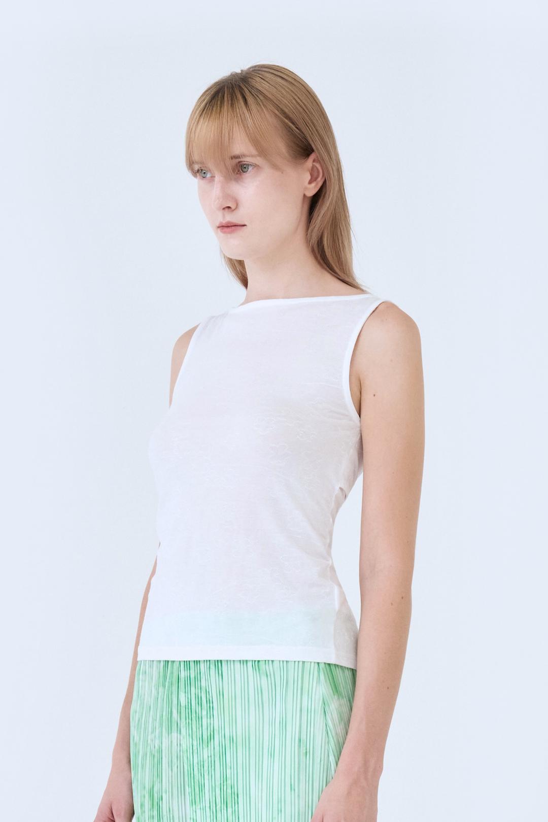 TIE BOAT NECK SLEEVELESS (WHITE)