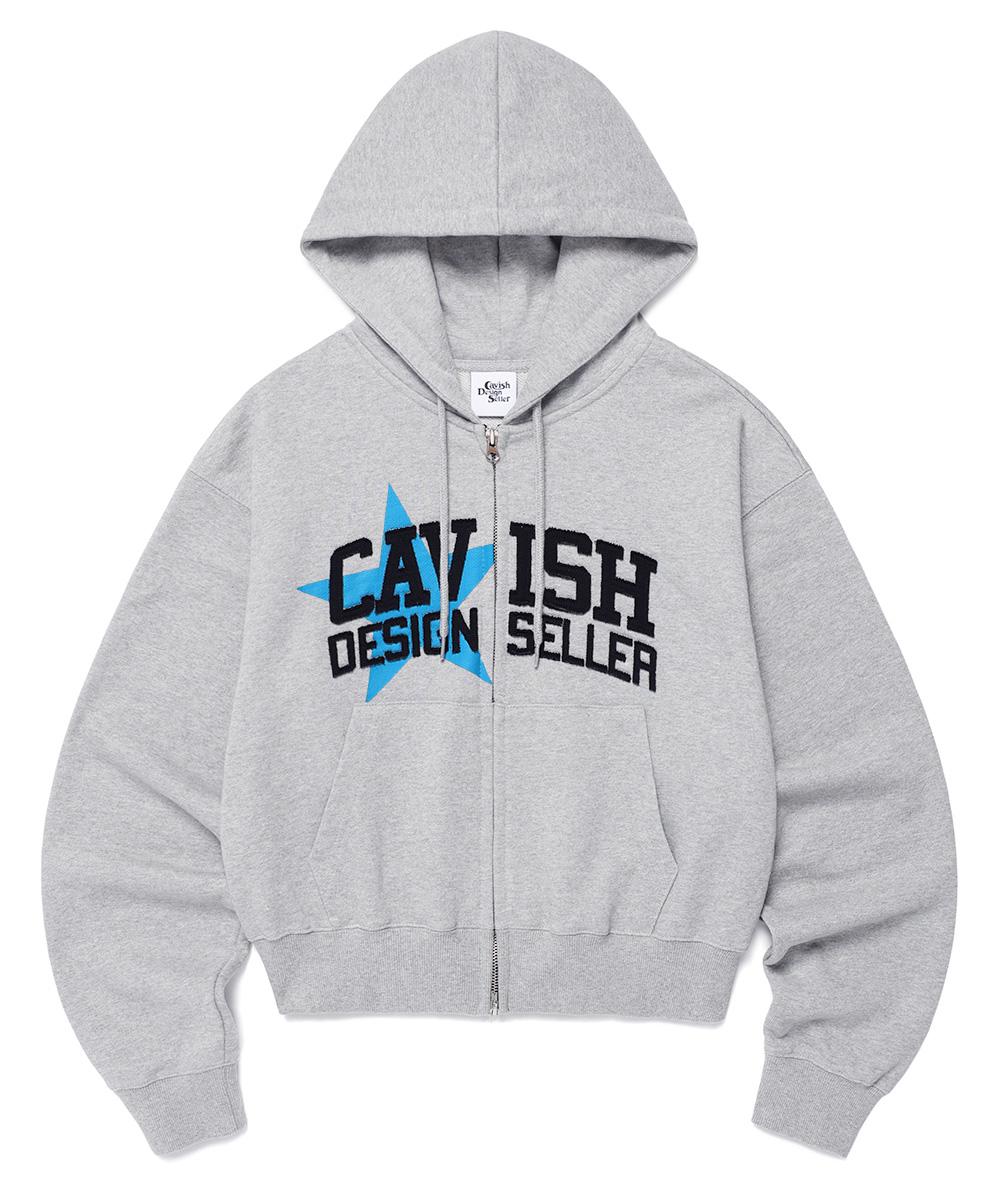 W VARSITY ZIP UP HOODIE[GREY]
