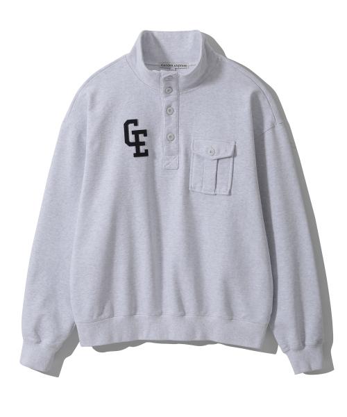 Half-Neck Button-Up Sweatshirt (melange grey)