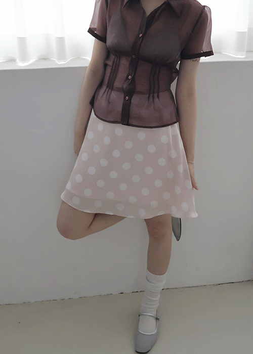 무무크 샤틴 도트 스커트 2col - pink
