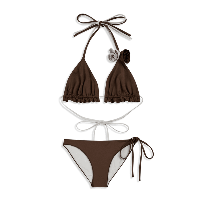 FLOWER STRAPPY BIKINI (BROWN)