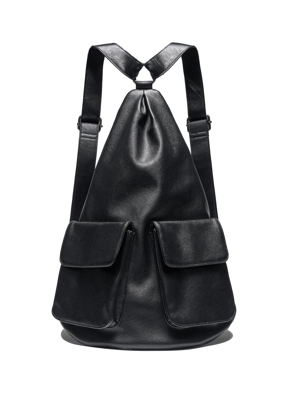 [WOMEN] MULTIWAY POCKET FAUX LEATHER BACKPACK_BLACK