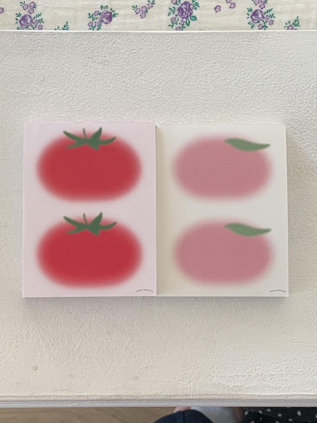 fruits memopad (tomato, peach)