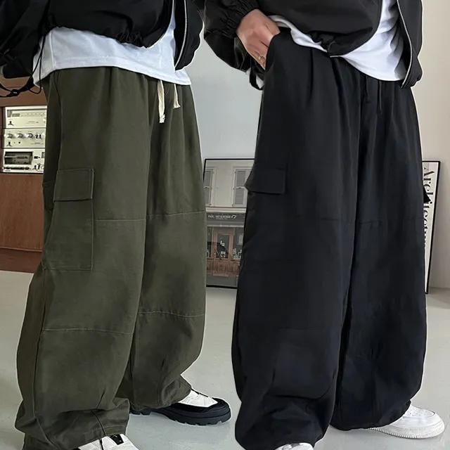 *빠른배송* [2장구매할인] 루크 코튼 핀턱 벌룬핏 스트링 카고 와이드 팬츠 슬랙스 바지 (3color) Y2K 남녀공용 빅사이즈 M~3XL 수선이 필요없는 키작남 최적화 바지