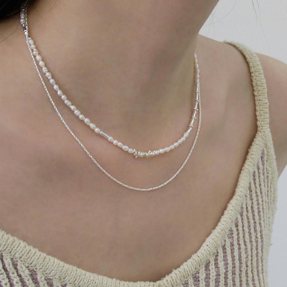 silver925 담수진주 러프 실버 목걸이 [eunway made]