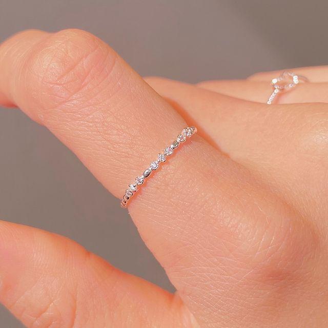 92.5silver 1mm 다이아 실 링 실반지 레이어드 2color