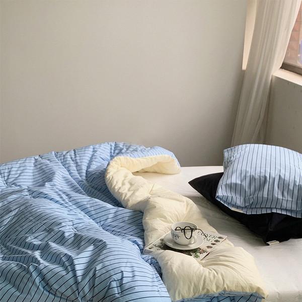 [MADE][베개커버증정] 올댓베딩 스트라이프 양면 차렵이불