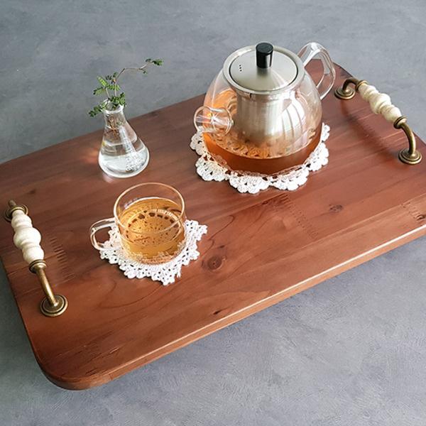 우드 스탠딩 손잡이 쟁반 트레이 (2type)