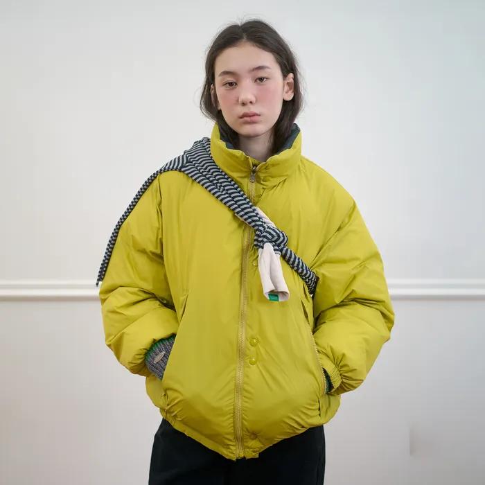 280. Reversible Duck Down Jumper_Charcoal+Yellow