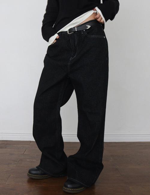 ribbed black denim pants