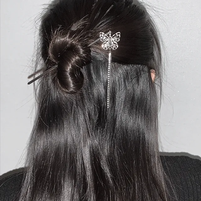 y2k 체인 비녀 모음.zip / 오리엔탈 반묶음 당고머리 나비 하트 뱀 키치 헤어비녀