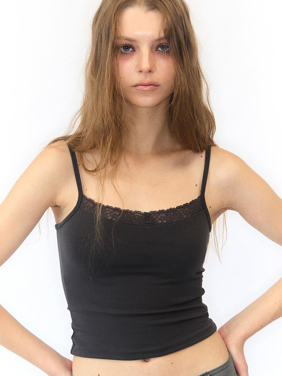 EVERYDAY LACE TANK CHARCOAL