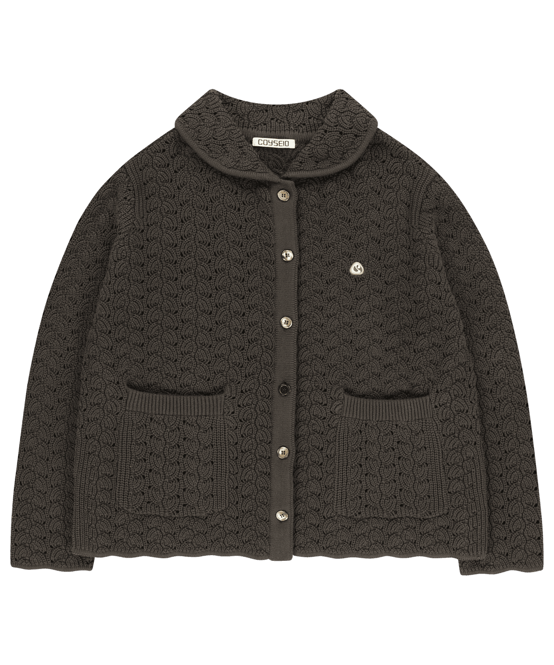WAVE KNIT CARDIGAN DARK BROWN