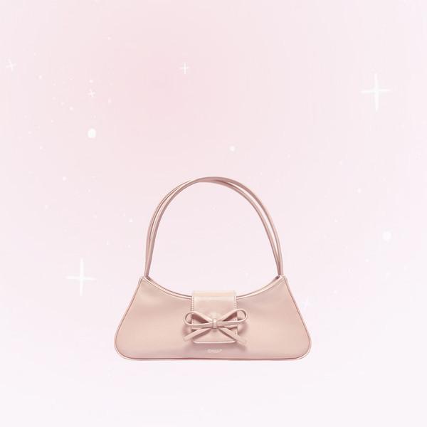 [추후 재입고예정][10% OFF] Bow Small Baguette  리본 스몰 바게트백 - Ballerina Pink Beige
