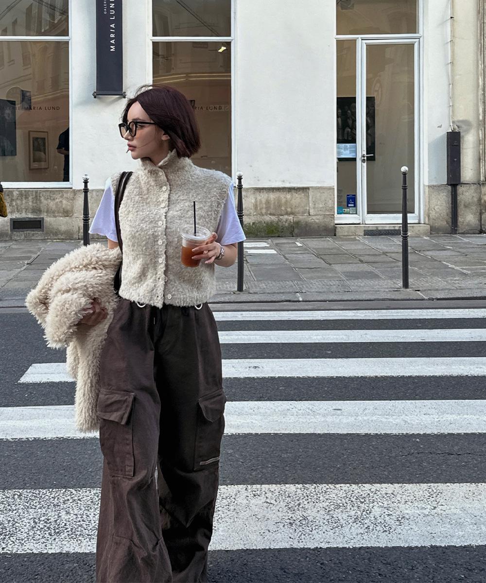 [3천장판매] 하이넥 부클 니트 베스트 / 2color