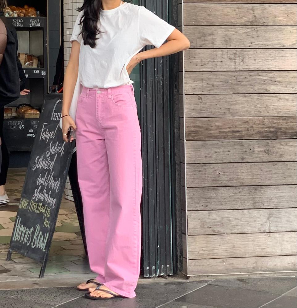 (m당일)moible모이블레 핑크데님 다잉팬츠