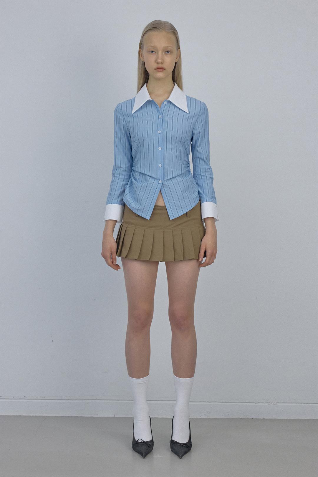 Shoelace Shirring Shirt Classic Blue
