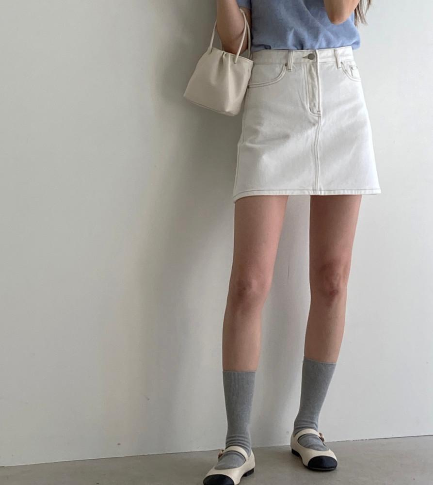 니스던 세미 에이라인 데님  미니스커트