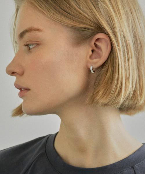 [925실버]하프 크리스탈 이어링