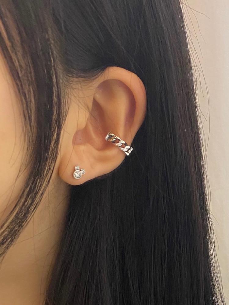 [무배] 실버 925 유화 체인 원터치 링 귀걸이 남자 데일리 D day 디데이