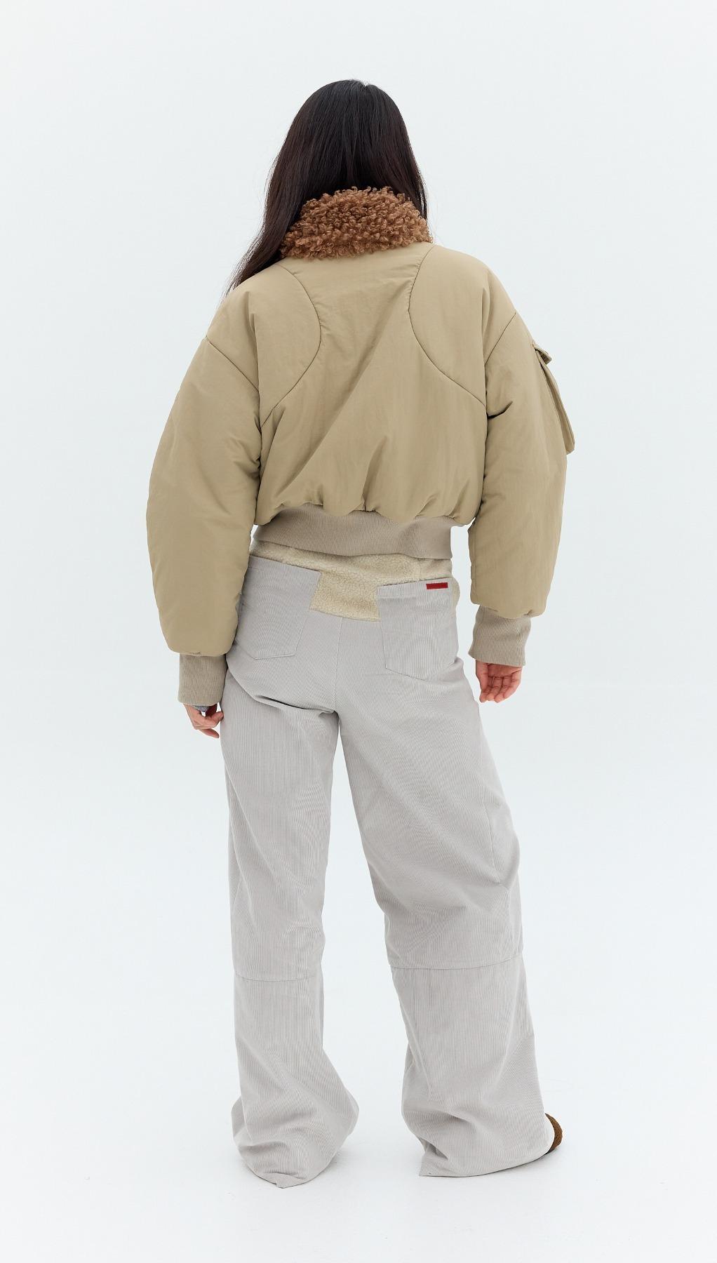 HIGHWAIST FUR CORDUROY PANTS (LIGHT GRAY)