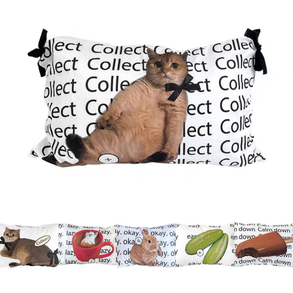 프린팅 고양이 디자인 빈티지 북유럽 시원한 여름 베개커버